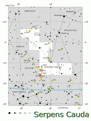 Хвост Змеи (Serpens Cauda) _ Messier 16 Eagle Nebula & Messier 17 Swan Nebula (Sagittarius).GIF