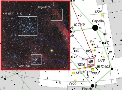 Messier 38 Starfish Cluster & NGC 1907 (OCL 434) area _ Auriga _ A2.JPG