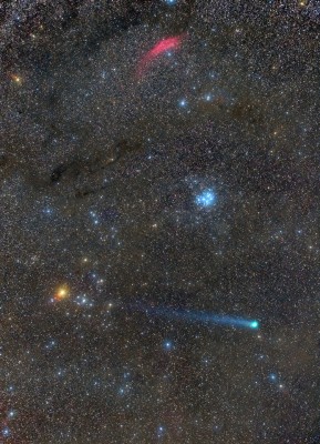 C2014 Q2 (Lovejoy) + Messier 45 Pleiades & Hyades (Taurus) _ 15 01 2015 _ Leonardo Orazi.jpg