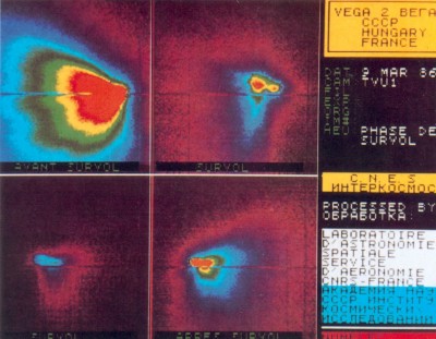 АМС ''Вега-2'' (5ВК №902) 9 марта 1986 года 8030 км от ядра кометы Галлея (1P Halley) _ СССР _ First images of the Haley's nucleus.jpg