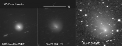 Outburst ↑ _ №9 _ 12P Pons-Brooks (P1812 O1, P1883 R1, P1953 M1) & 12P-A = A fragment _ 18 32 12 JST _ 30.397 UT _ 30 11 2023 _ Kumagaya Kimura _ 1.jpg