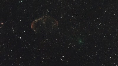 NGC 6888 (Sharpless 105 (Sh2-105), Caldwell 27 (C 27), LBN 203) Crescent Nebula _ Cygnus & Outburst ↑ _ №10 _ 12P Pons-Brooks (P1812 O1, P1883 R1, P1953 M1) & 12P-A = A fragment _ 13 01 2024 _ Franck Marchis _ 1.jpg