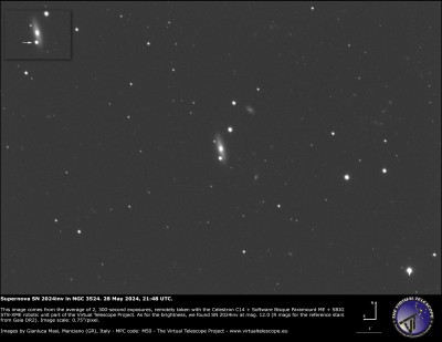 ☆ 12.0m. _SN 2024inv = ZTF24aamtvxb _Type Ia (zhost=0.004483) _NGC 3524 (UGC 6158) _lenticular galaxy (S0↗a) _mV 12.6, mB 13.5, mA -18.62, m(sb)² 12.2_Ø 1.6' × 0.5' (29 × 9 Kly)_pa 14°_d⊕ (ly) 57 ± 4 × 10⁶_Leo_28 05 2024_1.jpg